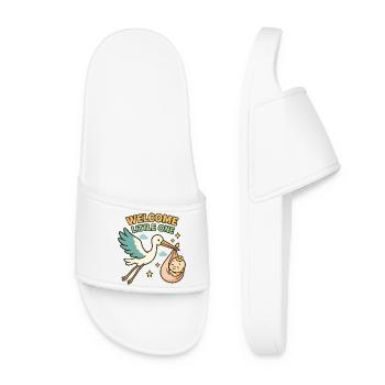 Stork Baby Blessing - Stork brings baby - Women’s Pool Sliders - white - Front