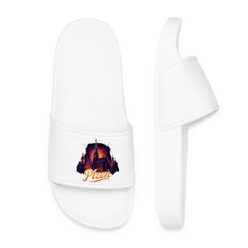 Pilsen Plzeň City Czech Republic Silhouette Gift - Women’s Pool Sliders - white - Front