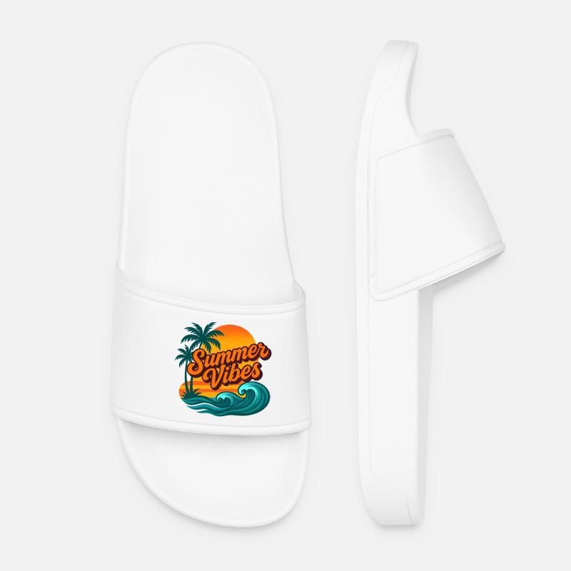 Summer Vibes Tropical Sunset - Women’s Pool Sliders - white