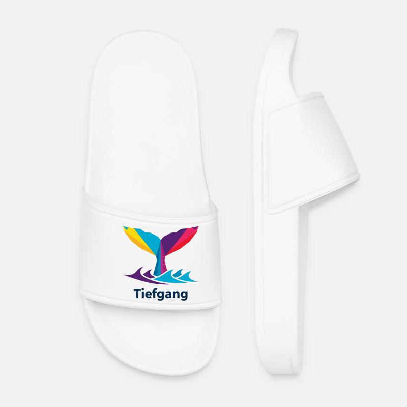 Abstract colorful whale fin with "draught" - Women’s Pool Sliders - white