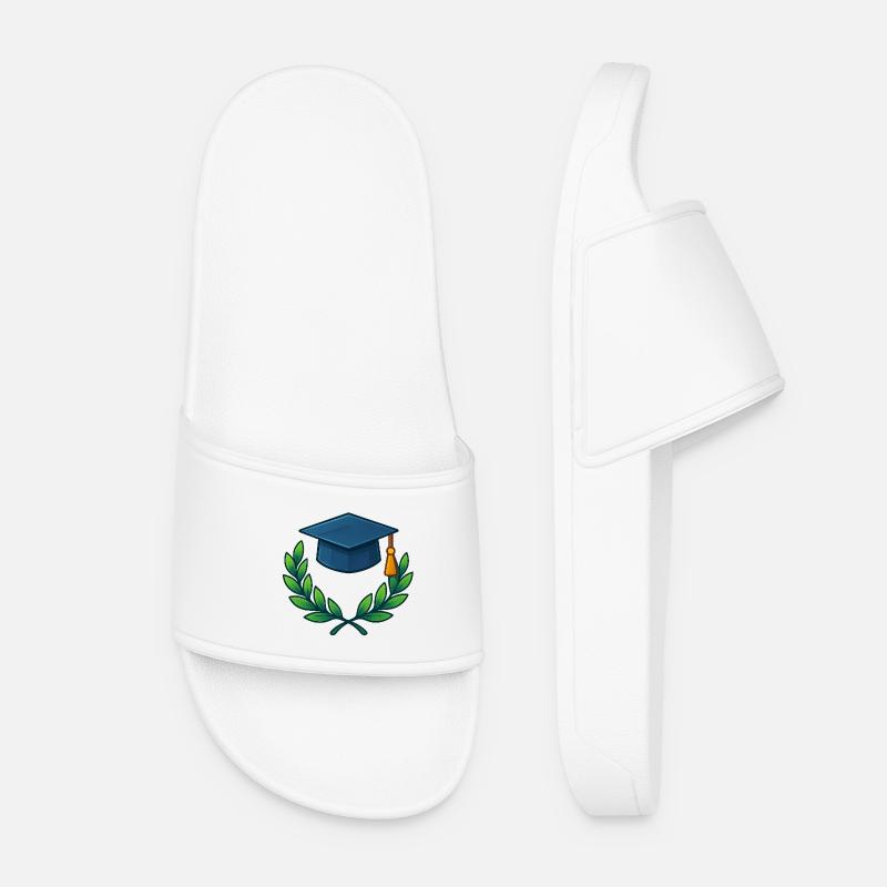 Academic Degree Wreath Design - Women’s Pool Sliders - white