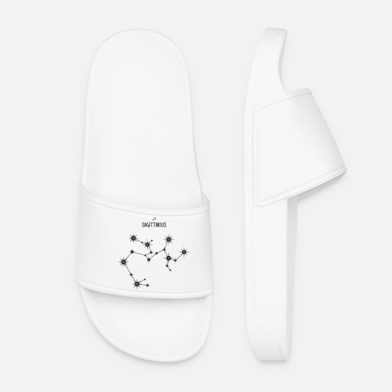 Sagittarius Zodiac Star Constellation Black & Gray - Women’s Pool Sliders - white