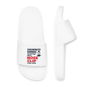 Synchronized Swimming Nose Clip Quote - Women’s Pool Sliders - white - Front