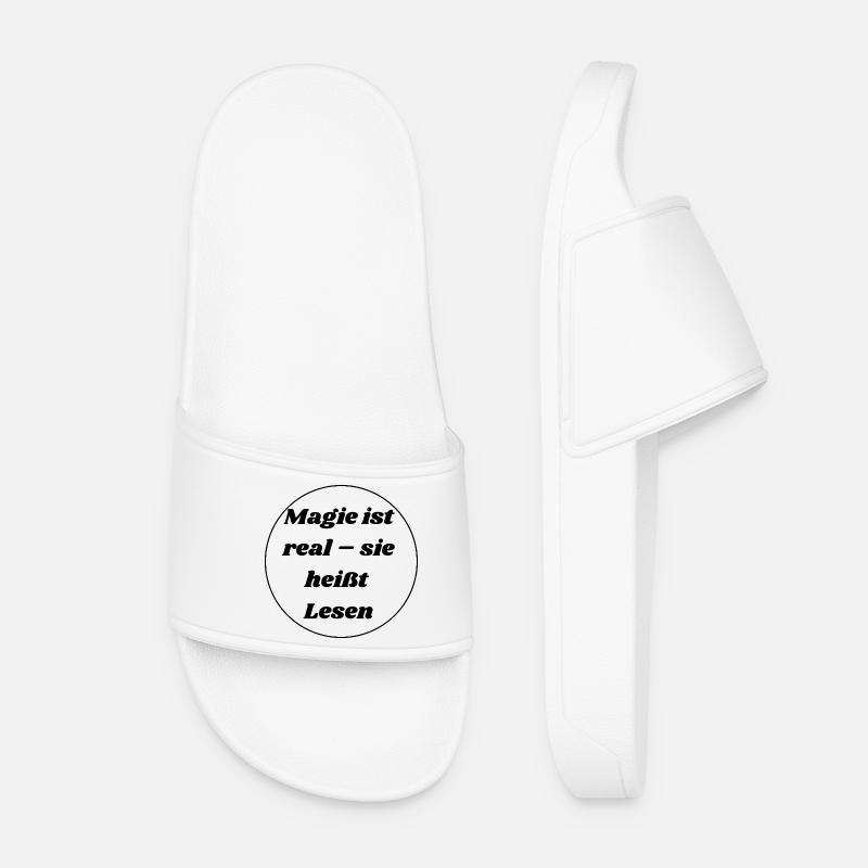 Magic is real - it's called reading - Women’s Pool Sliders - white