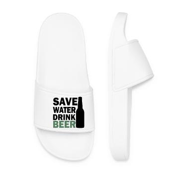 Hops and Barley Beer Illustration - Women’s Pool Sliders - white - Front