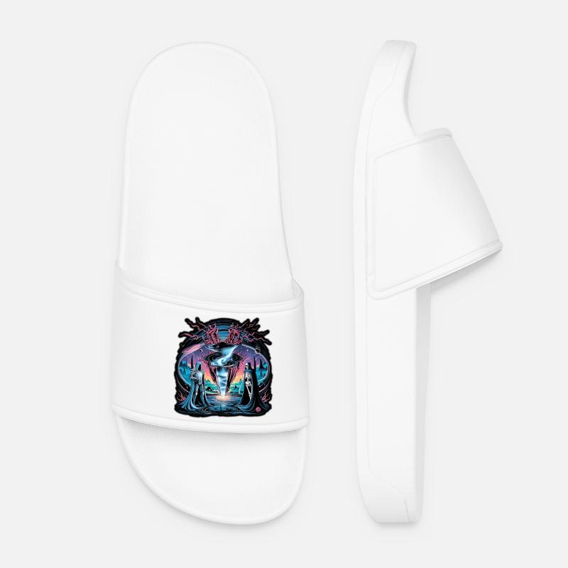 Cosmic Rift with Void Guardians - Women’s Pool Sliders - white