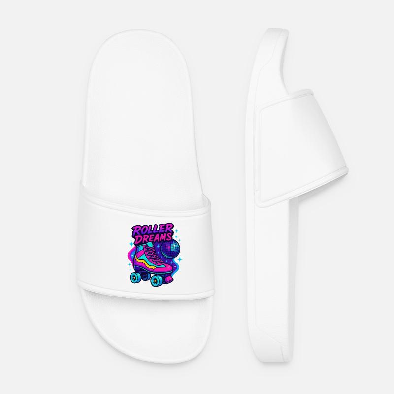 Neon Rollschuhe Disco Design - Frauen Badelatschen - Weiß