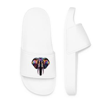 Elephant art in neon light design - Women’s Pool Sliders - white - Front