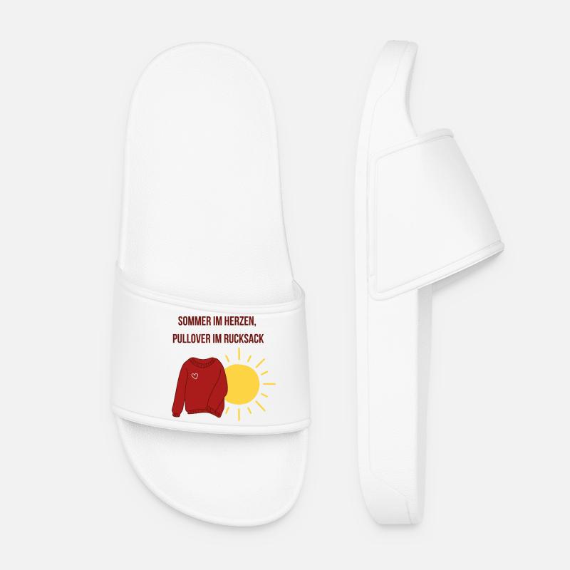 Summer in the heart, sweater in the backpack - Women’s Pool Sliders - white