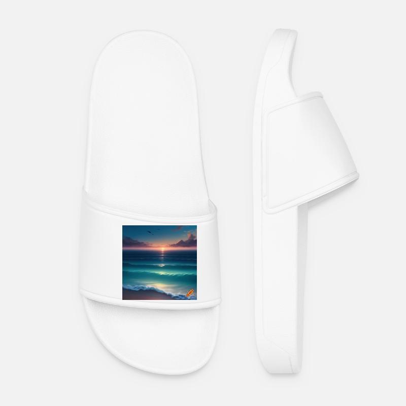 Atlantic Sunset over the Tranquil Sea - Women’s Pool Sliders - white