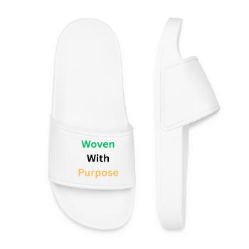 Woven Purpose Inspirational Graphic - Women’s Pool Sliders - white - Front