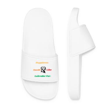 Labrador Fur Happiness Quote - Women’s Pool Sliders - white - Front