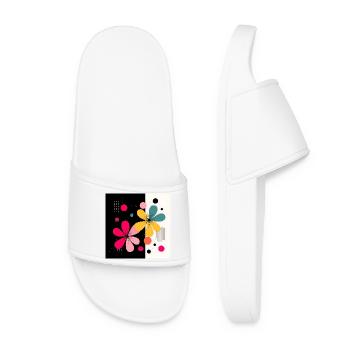 Abstract flowers in modern contrast - Women’s Pool Sliders - white - Front