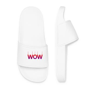 Testo Wow Design with Colored Ballasts - Women’s Pool Sliders - white - Front