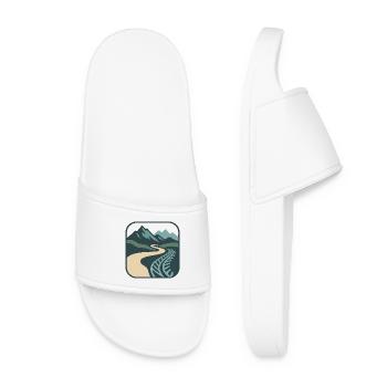 Mountain trail with rail and path design - Women’s Pool Sliders - white - Front