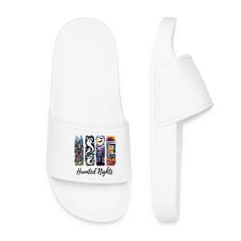 Haunted Nights Spooky Halloween Houses & Ghosts - Women’s Pool Sliders - white - Front