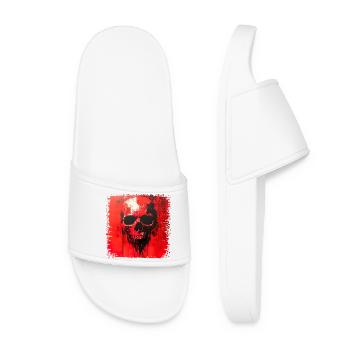 Dark Skull Art Print - Women’s Pool Sliders - white - Front