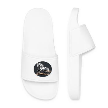 Elegant Silver Trotting Tinker Stallion - Women’s Pool Sliders - white - Front