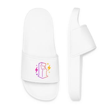Retro Neon Arcade Game Outline - Women’s Pool Sliders - white - Front