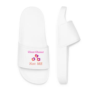 Clout Chasing Social Media Design T-Shirt - Women’s Pool Sliders - white - Front