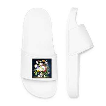 Bouquet of flowers in antique vase Flemish Baroque style - Women’s Pool Sliders - white - Front