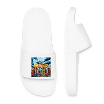 Horizon urbain Berlin Porte de Brandebourg Oeuvre d’art - Claquettes Femme - blanc - Devant