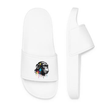 Chimpanzé éclaboussure coloré - Claquettes Femme - blanc - Devant