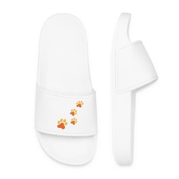 Paw Print Trace in Orange - Women’s Pool Sliders - white - Front