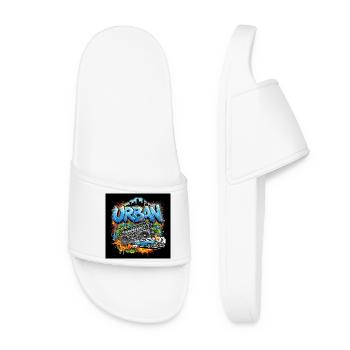 Urban Graffiti with Boombox and Car - Women’s Pool Sliders - white - Front
