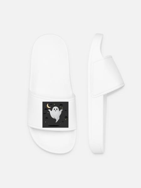 Night Ghost on Dark Background - Women’s Pool Sliders - white