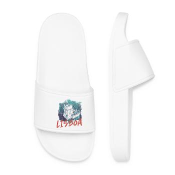 Belém and Tagus Tower in Lisbon, seen from the sky - Women’s Pool Sliders - white - Front