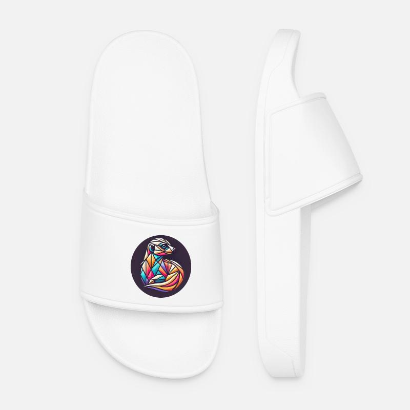 Geometric colorful meerkat - Women’s Pool Sliders - white