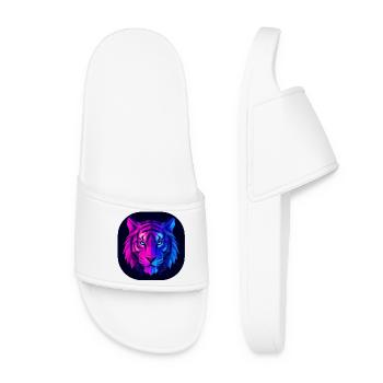Neon Polygon Tiger : Magenta à Bleu - Claquettes Femme - blanc - Devant
