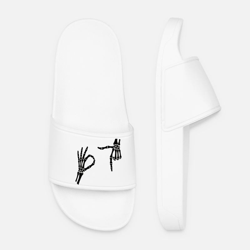 67 Six Seven Meme Gen Alpha Skeleton Halloween - Women’s Pool Sliders - white