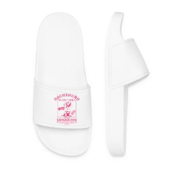 Dachshund_Whisperer_backprint_pink - Women’s Pool Sliders - white - Front