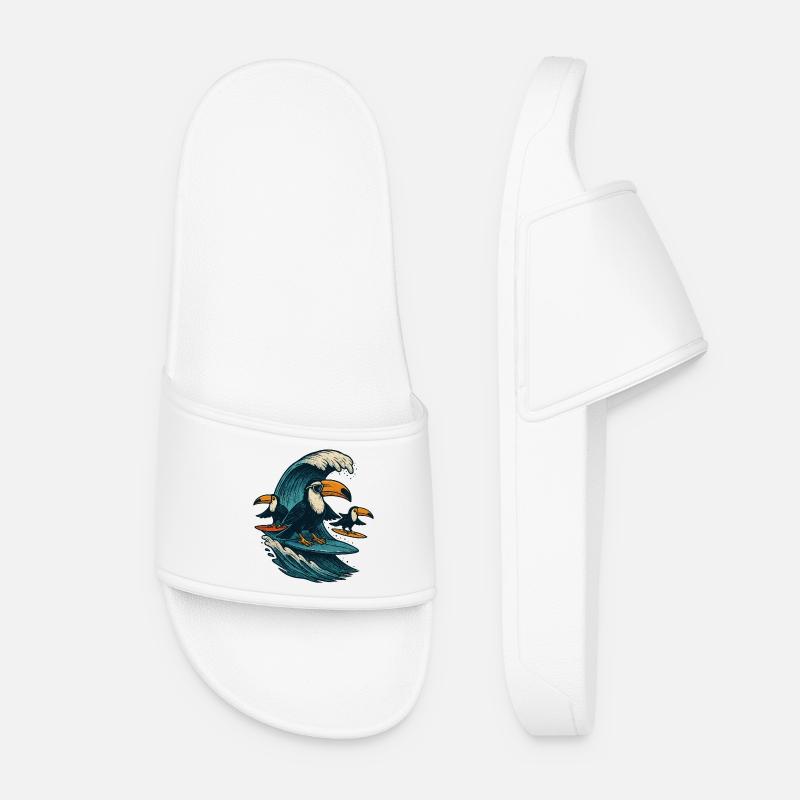 Cool Toucan Surfing Wave Art - Frauen Badelatschen - Weiß