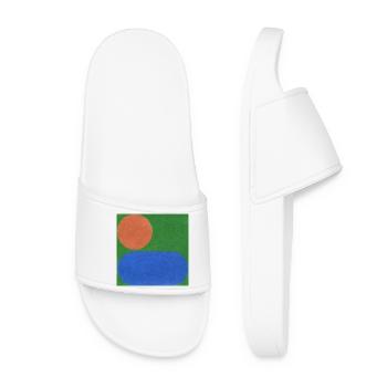 Cercle orange et rectangle bleu - Claquettes Femme - blanc - Devant