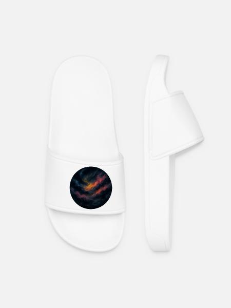 Orange night swirling sky - Women’s Pool Sliders - white