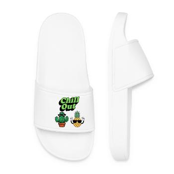 Chill Out Cactus and Pineapple - Women’s Pool Sliders - white - Front