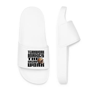 Vintage Football Helmet Bronze Style Motivation Quote - Women’s Pool Sliders - white - Front
