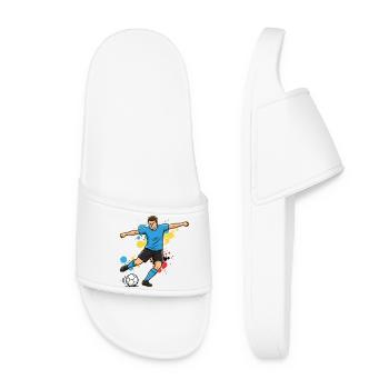 Kicker in a splash of color soccer player - Women’s Pool Sliders - white - Front