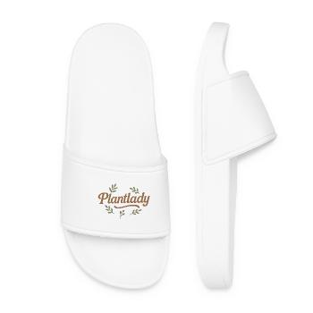 Plantlady Leaf Wreath Vintage Plant Lover - Women’s Pool Sliders - white - Front