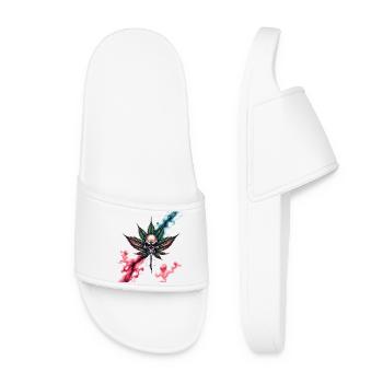Crâne avec feuille de cannabis colorée - Claquettes Femme - blanc - Devant