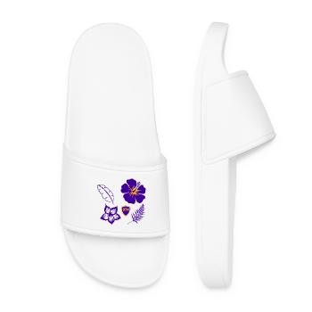 Lila Hibiskusschild 974 - Frauen Badelatschen - Weiß - Vorne