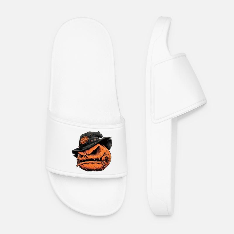 Pumpkin Punk Hat Horror - Women’s Pool Sliders - white