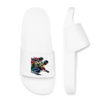 Des skieurs colorés sur les pistes - Claquettes Femme - blanc - Devant