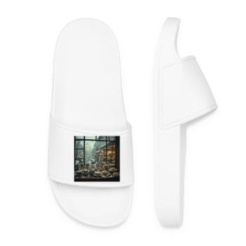 Snowy Window Bakery Pastries - Women’s Pool Sliders - white - Front