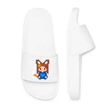 Pixel Kitsune Fuchs Mädchen in Blauer Hoodie - Frauen Badelatschen - Weiß - Vorne