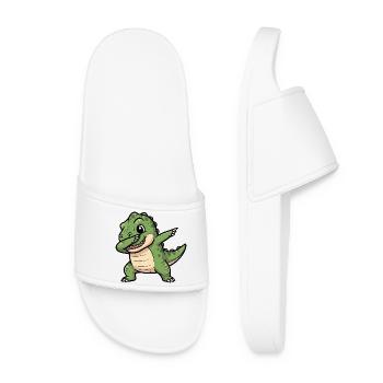 Dabender T-Rex Dino Prehistoric Cartoon Fun - Women’s Pool Sliders - white - Front