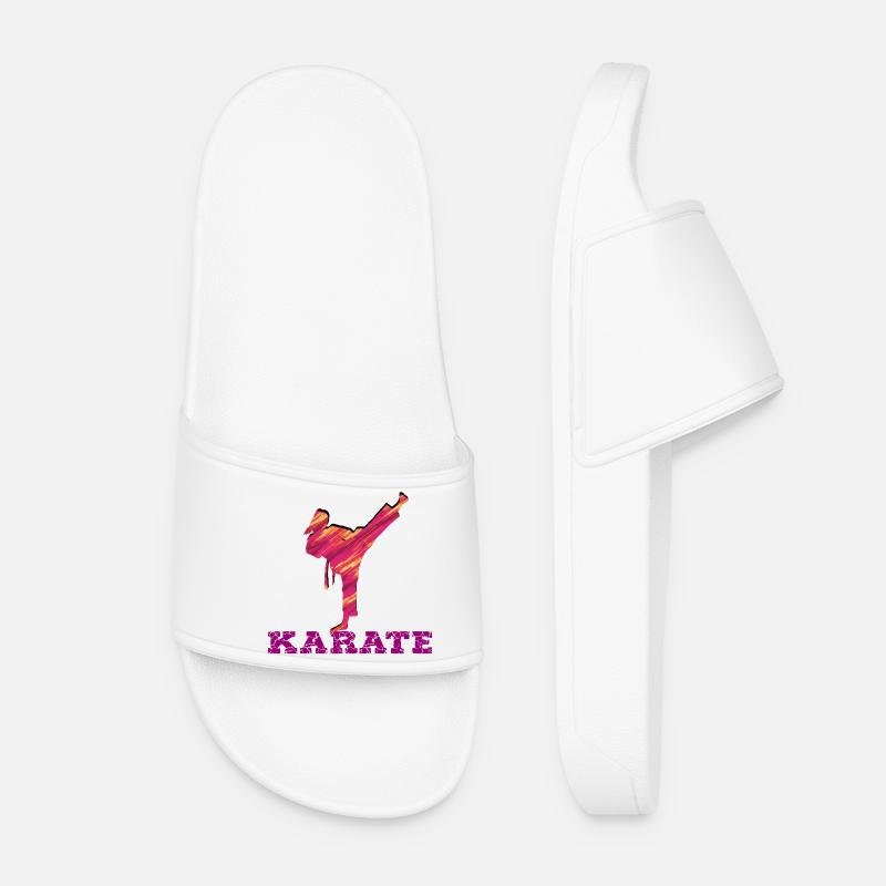 Karate Silhouette Farbexplosion - Frauen Badelatschen - Weiß